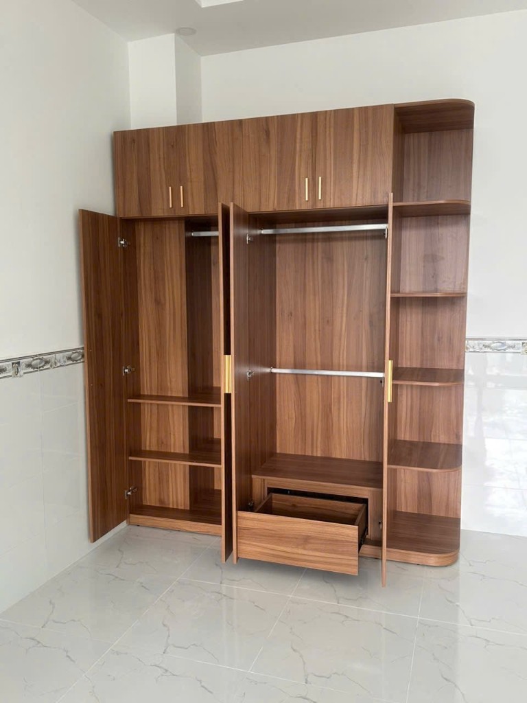 Tủ áo kịch trần vân óc chó — cánh mở đa năng — Gỗ Minh Hiền